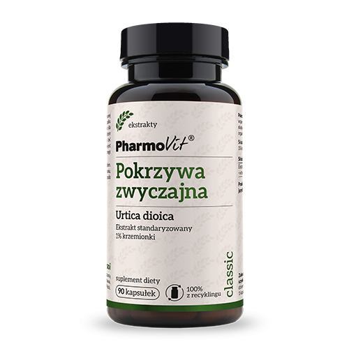 Pokrzywa zwyczajna Urtica dioica Ekstrakt standaryzowany 1% krzemionki 90 kaps | Classic Pharmovit