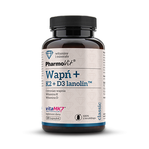 Wapń + K2 + D3 lanolin™ 120 kaps | Classic Pharmovit
