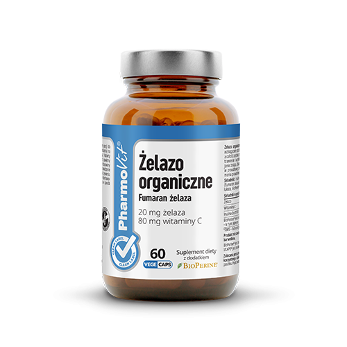 Żelazo organiczne Fumaran żelaza 60 kaps Vcaps® Clean Label™