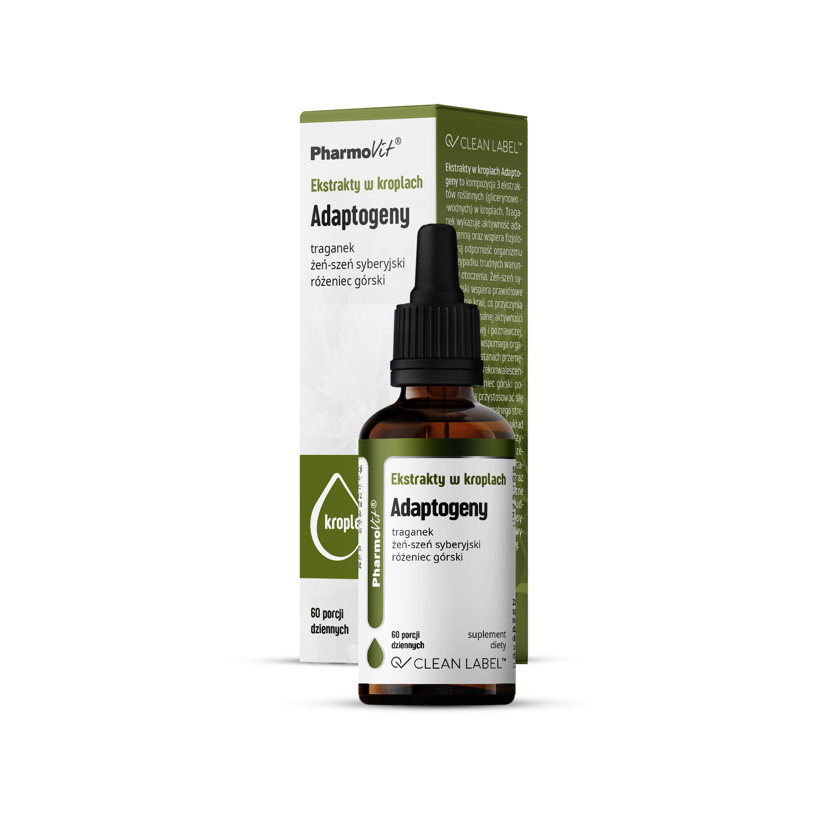Ekstrakty w kroplach Adaptogeny 30 ml Clean label Pharmovit 5904703900481