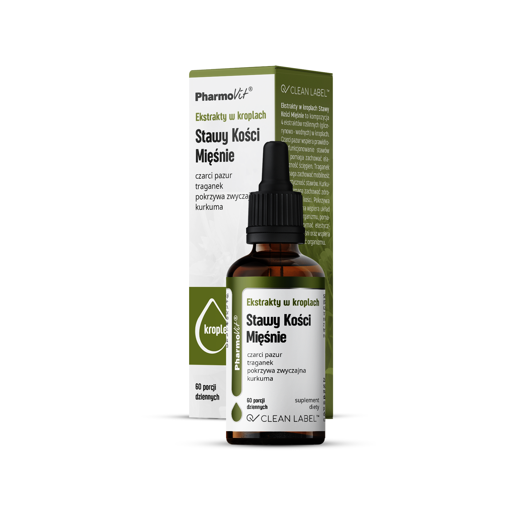 Ekstrakty w kroplach Stawy Kości Mięśnie 30 ml Clean label Pharmovit 5904703900511